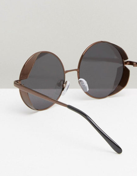 Mens Brown Round Sunglasses