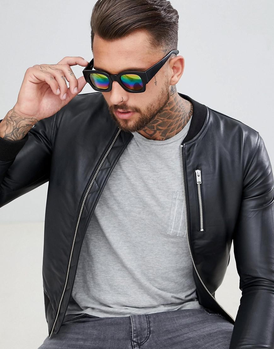 In Black With Mirrored Rainbow Lens