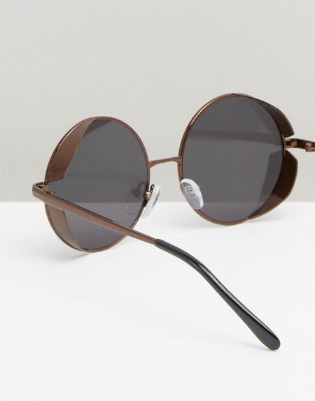 Mens Brown Round Sunglasses