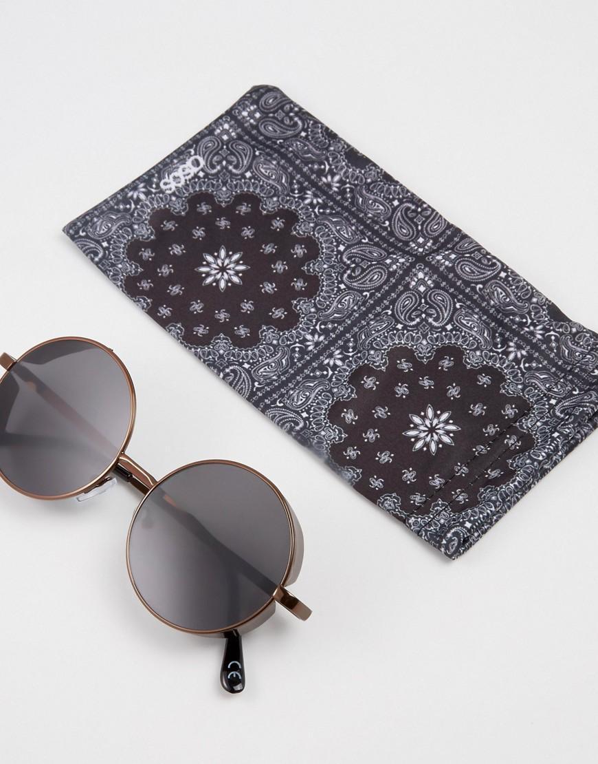 Mens Brown Round Sunglasses