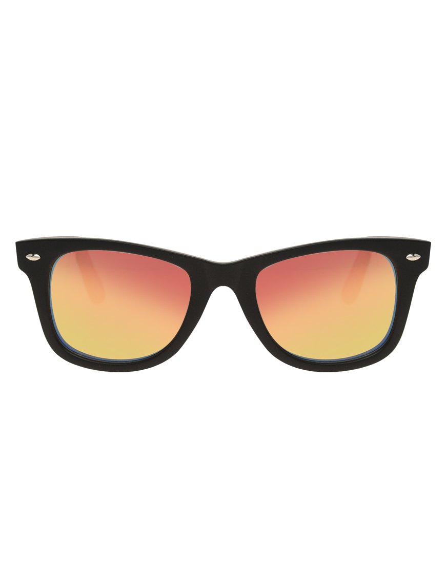 Mens Gray Mirrored Lens Wayfarer