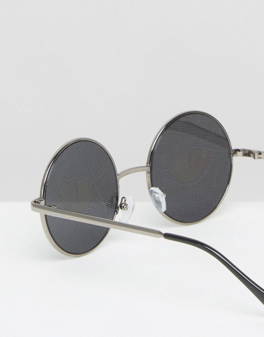 Mens Metallic Round Glasses With Eye Print