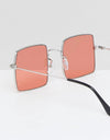 Mens Metallic Square Sunglasses In Gold With Pink Lens