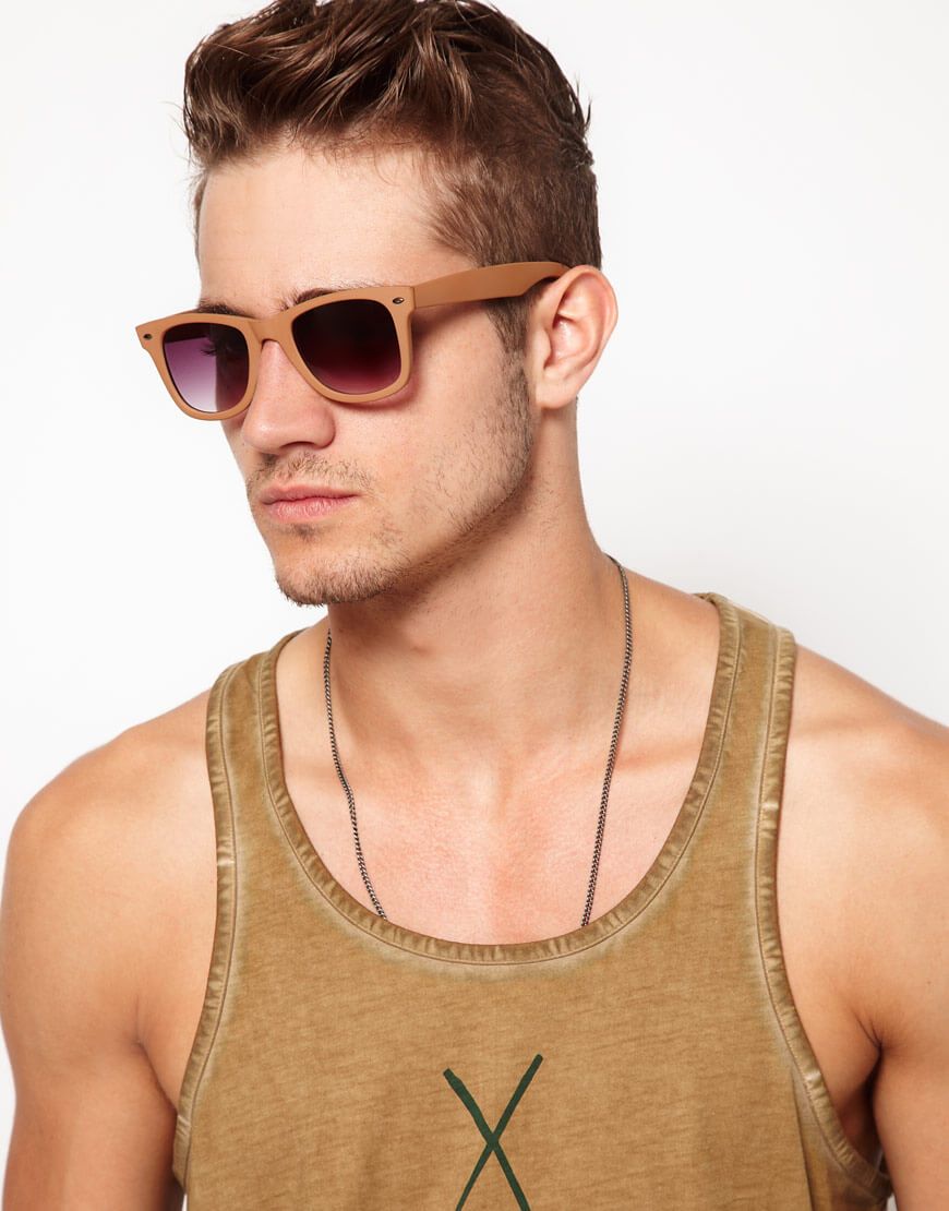 Mens Natural Asos Matte Nude Wayfarer