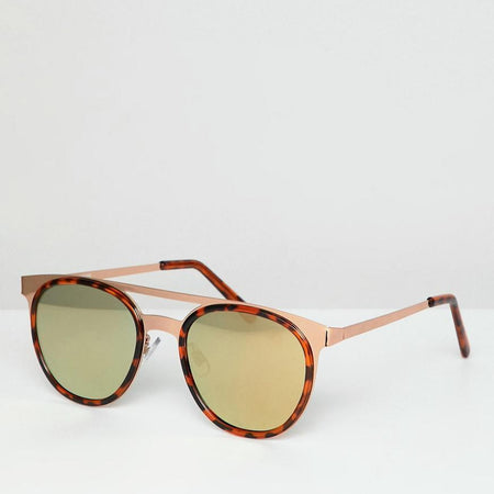 Metallic Design Round Sunglasses