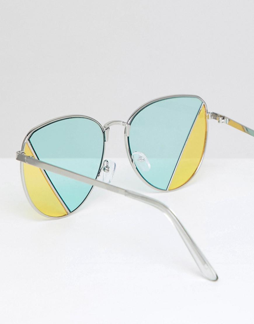 Silver With Green Yellow Split Lens