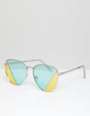 Silver With Green Yellow Split Lens