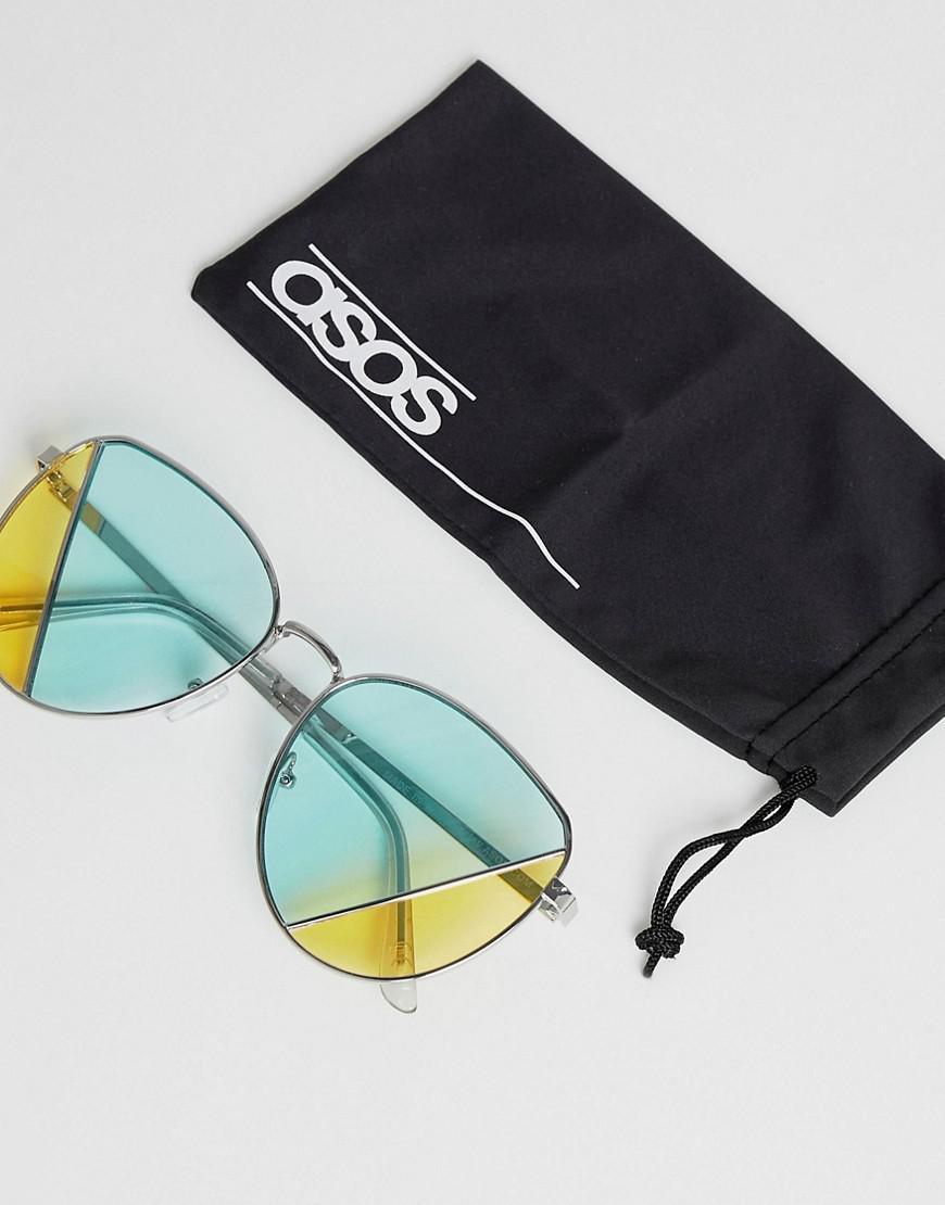 Silver With Green Yellow Split Lens